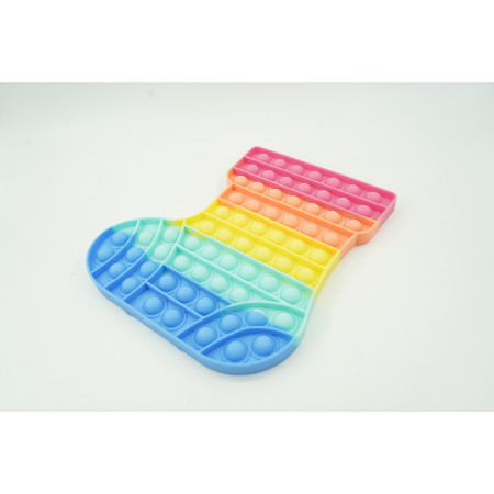 Jucarie antistres din silicon, Cyrax, Pop It Now and Flip It, Ciorap Craciun, Multicolor