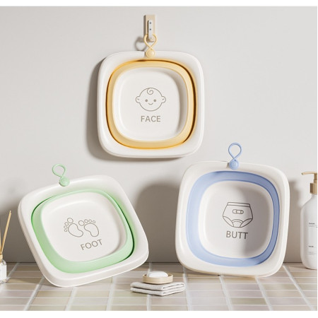 Cada Pliabila pentru Baie pentru Copii, Cyrax, Cadita pentru Bebelusi, Model Patrat pentru Picioare, Verde, 32x27.5x3.7 cm, 4 L