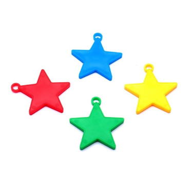 Set 4 Greutati pentru Baloanele cu Heliu, Cyrax, 32 grame, 8 grame Fiecare, Plastic, Forma Stelute, Multicolor
