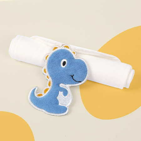 Prosop Absorbant, Cyrax, din Bumbac, pentru Bebelusi, 19x28 cm, Model Dinozaur, Alb