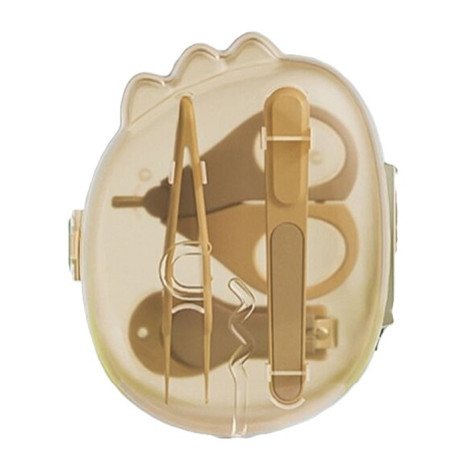 Set 4in1 de Ingrijire Unghii pentru Bebelusi, Cyrax, Cutie de Depozitare Dinozaur Transparent, 0-6 Ani, 11.5 x 9 x 3 cm, Bej