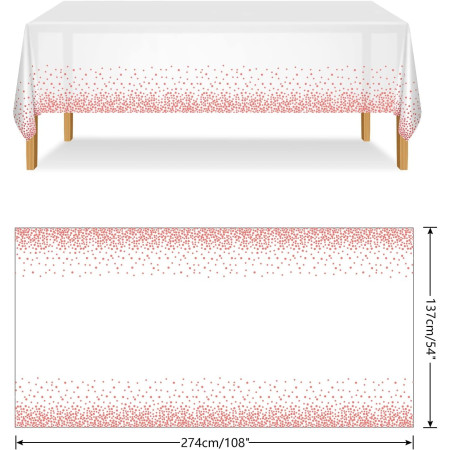Fata de Masa, Cyrax, din PEVA, Imprimeu Buline, 137 x 274 cm, Impermeabila, Fara Pete, Curatare Rapida, Roz Gold