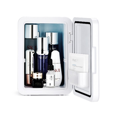 Mini frigider cosmetice, Cyrax, dubla functie de incalzire/racire, portabil, 12L, alb