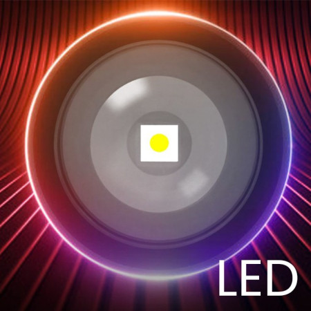 Lanterna LED Lumina Alba,  Lanterna cu Zoom Telescopic, Baterie externa, din Aluminiu + ABS, 1800 mAh, 17 x 4 x 3 cm, Negru