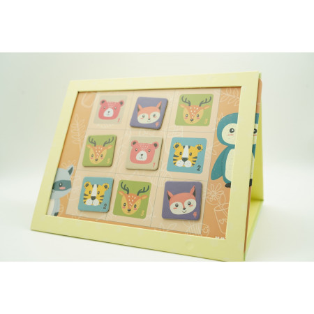 Cyrax Joc educativ Sudoku cu tablita magnetica, 32 de piese, cartonase cu animale, Verde