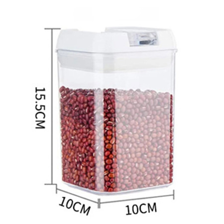 Cutie de Depozitare Alimente, Cyrax, Cutie de Depozitare tip Container pentru Bucatarie, cu Capac, Inchidere Ermetica, Cutie pentru Cereale, 15.5 x 10 x 10 cm, volum 0.8 L, Alb