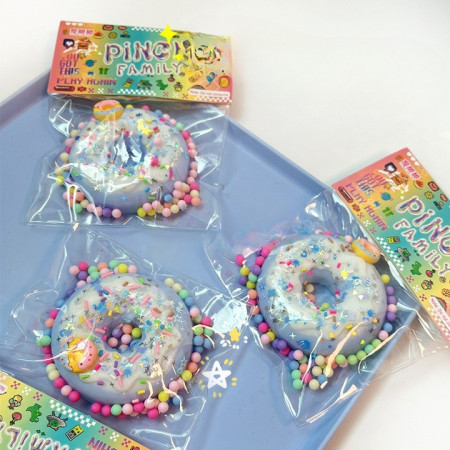 Jucarie Antistres Squishy, Cyrax, cu Revenire Lenta, Squeeze Pinch Family, Model Gogoasa, 6x6 cm, 99g, Ambalaj Transparent, Albastru