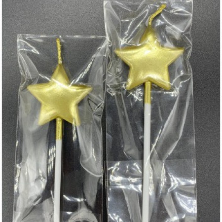 Lumanare de Tort, Cyrax, Model Steluta, Party, 8.5 x 3.2 cm, Auriu