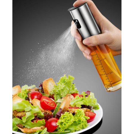 Pulverizator Ulei, Otet, Cyrax, din Sticla, 100 ml, Reincarcabil, 18.3 x 4.3 cm, Masura 90 ml, Capac Lucios, Auriu