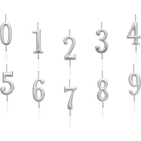 Lumanare de Tort, Cyrax, Model Cifra 4, Party, 4.5 x 2.5 cm, din Parafina, Argintiu