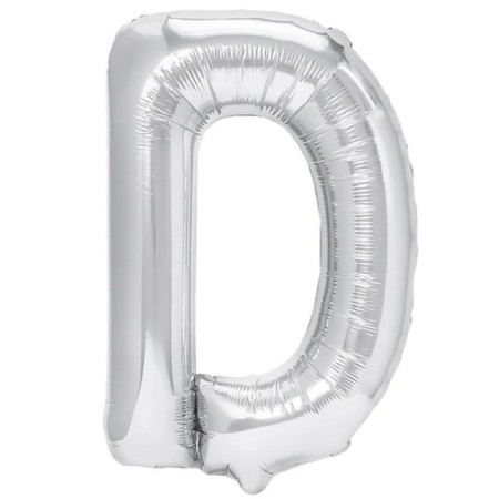 Balon Folie Metalizata Litera D, Cyrax, 80 cm, Umflati cu Heliu sau Aer, Ambalaj Individual, Pai inclus, Argintiu