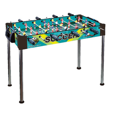 Masa de Fotbal, Cyrax, cu Picioare Inalte, 8 Manere, Tablou de Scor, 86 x 62 x 65 cm, din Lemn/Otel si ABS, Albastru