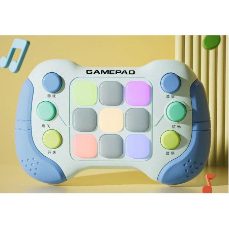 Jucarie Interactiva Cyrax, Tip Consola Pop It, 6 butoane functionale, 5 Moduri de Joc, 600 Niveluri, + 3 ani, Albastru/Gri