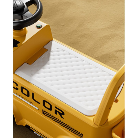 Excavator Manual pentru copii, Cyrax, 3 ani, Sport, Claxon, Cutie Depozitare, Lumini, Scaun, 62x26x47 cm, Galben