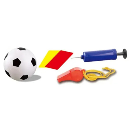 Set Poarta de Fotbal pentru Copii, Cyrax, 60x90 cm, Minge, Cartonase, Pompa, Fluier, Interactiv, Distractiv, Galben
