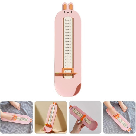 Dispozitiv de Masurat Talpa Piciorului pentru Bebelusi, Cyrax, 6-24, Model Iepuras, Roz