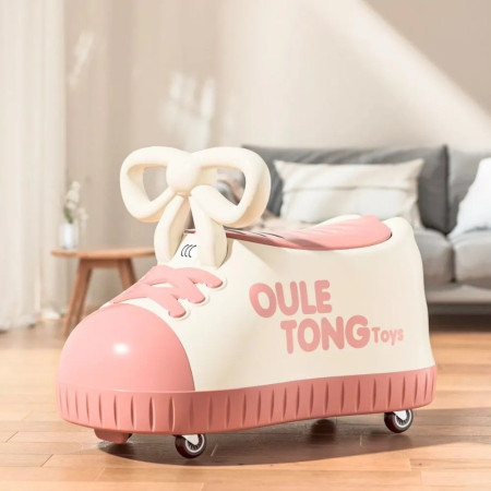 Masina pentru Copii, Cyrax, Model Pantof, 4 Roti, 1-6 ani, Cutie de Depozitare, din ABS, 48 x 27 x 34 cm, Roz