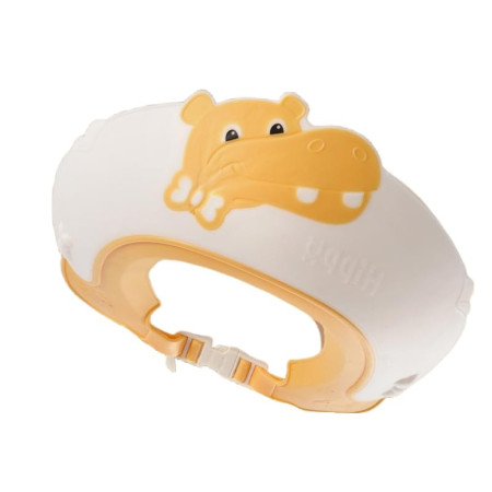 Cyrax Viziera de Protectie Baie Pentru Copii, Fippy, Model Hipopotam, Dimensiune ajustabila, Durabil, Usor de curatat, Impotriva Samponului, pentru Ochi si Urechi, TPE+PP, 22x21 cm, Galben