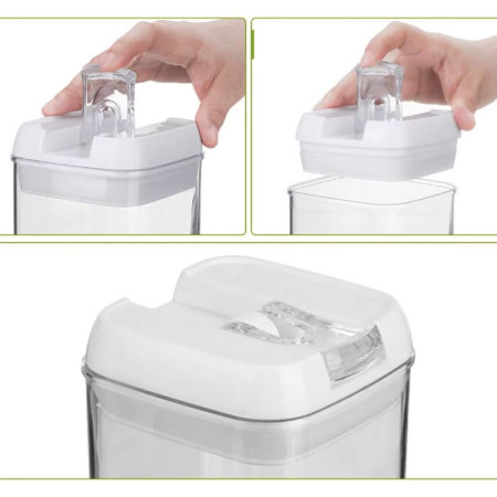 Cutii de Depozitare Alimente, Cyrax, set din 5 Cutii pentru Condimente, Volumetrie 0.5l, 0.8l, 1.2l, 1.9l, Transparente cu Capac Alb