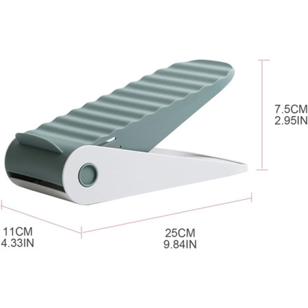 Suport pentru Pantofi,  cu Două Straturi, Organizator, Antiderapant și Durabil, Inălțime Reglabilă, 25.5x11x7.5 cm, Verde, 150 g