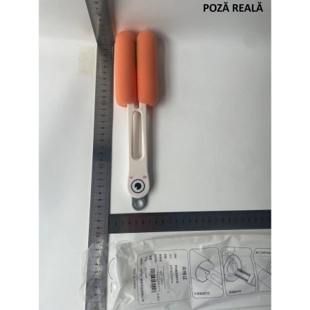 Perie de Curatat Pahare, Cani, Sticle, Cyrax, cu Maner Lung si Burete, Accesorii pentru Spalarea Paielor si Capacelor, usor de Agatat, 27.5x11.4x6cm, Alb