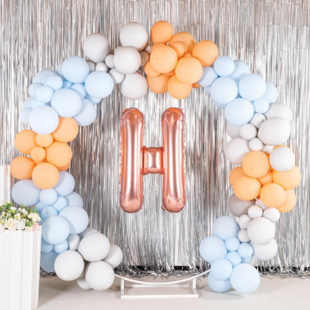 Balon Folie Metalizata Litera H, Cyrax, 100 cm, Umflati cu Heliu sau Aer, Ambalaj Individual, Pai inclus, Rose Gold