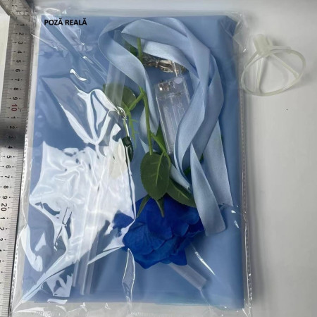 Trandafir in Balon LED cu Lumini, Cyrax, Tip Buchet, Diametru 35 cm, Albastru