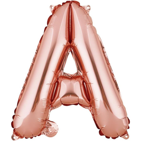 Balon Folie Metalizata Litera A, Cyrax, 40 cm, Umflati cu Heliu sau Aer, Ambalaj Individual, Pai inclus, Rose Gold