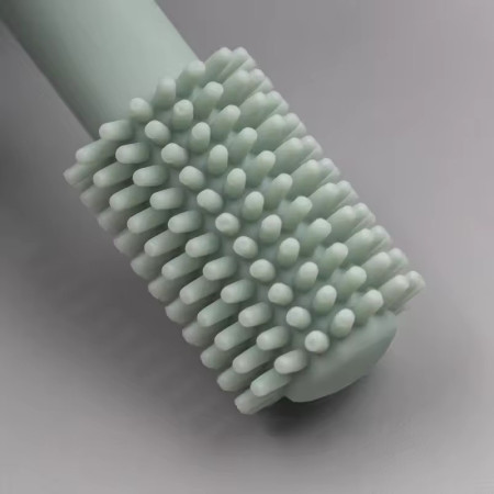 Periuta de Dinti din Silicon pentru Bebelusi, Cyrax, fara BPA, 360 Grade, Bariera Anti-Inghitire, Maner Ergonomic, 12.5 x 15 cm, Turcoaz