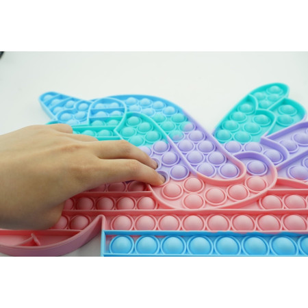 Jucarie antistres din silicon Cyrax, Pop it Now and Flip It ,Unicorn cu aripi ,Curcubeu