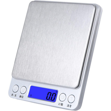 Mini Cantar Electronic, Cyrax, pentru Alimente/Bijuterii, max 3 Kg, 2 x AA, 12.7 x 10.6 x 1.9 cm, Gri