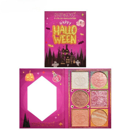 Paleta Iluminatoare, Cyrax, 6 Nuante, Halloween, Culori Calde, Dreptunghiulara, 160g, Valabilitate 24 Luni, 17.4x11.5x1.3 cm, Varianta A, Nude-Rose