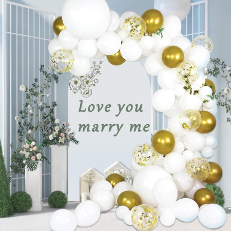 Set 10 Baloane din Latex, Cyrax, Model Party, 13 cm, Albe, 2.2 g