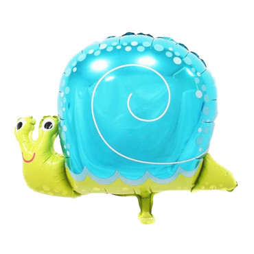 Balon din Folie Metalizata, Cyrax, Figurina Melc, Tema Animalute, 30 cm, Ambalaj Individual, Pai Inclus, Umflare cu Aer sau Heliu, Albastru