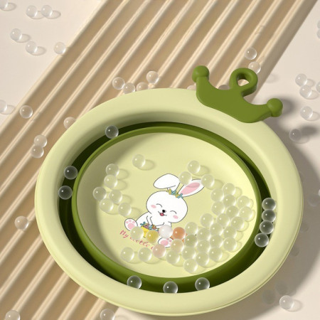 Cada Pliabila pentru Baie pentru Copii, Cyrax, Cadita pentru Bebelusi, Model Rotund cu Iepuras, Verde, 30x31x3.5 cm, 3.3 L