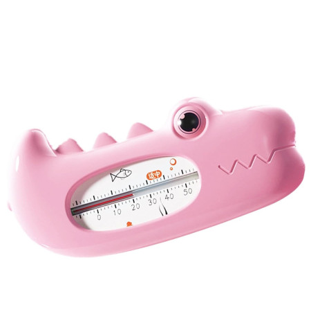 Termometru pentru Baie, Cyrax, Plutitor, Rezistent la apa, Multifunctional, Model Crocodil, 2.7x6.5x3.7 cm, Roz