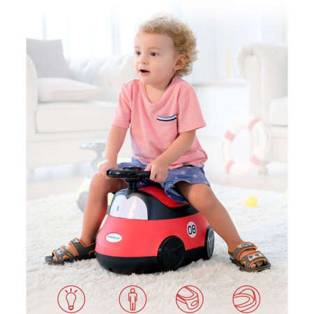 Olita pentru Copii, Cyrax, +1an, Portabila, Design Masinuta cu Capac, Model Prietenos, Non-Toxic, Compartiment Detasabil, Usor de Curatat, Rosu