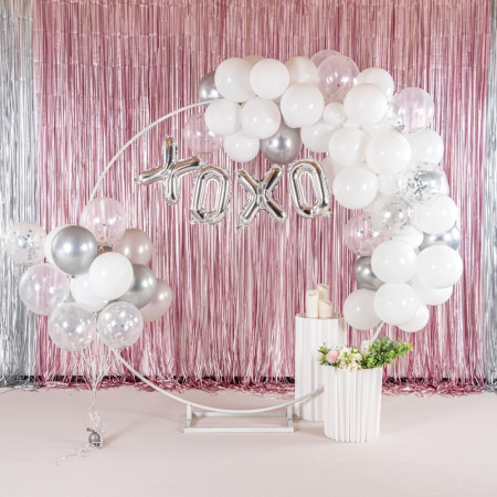 Balon Folie Metalizata Litera O, Cyrax, 40 cm, Umflati cu Heliu sau Aer, Ambalaj Individual, Pai inclus, Argintiu