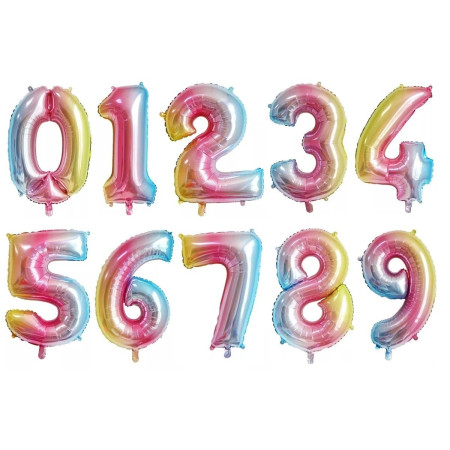 Balon din Folie Metalizata Cyrax, Figurina Cifra, Tema Aniversare 40 cm, Ambalaj Individual, Pai inclus, Umflare cu Aer sau Heliu, Multicolor, Cifra 7