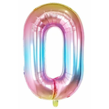 Balon din Folie Metalizata Cyrax, Figurina Cifra, Tema Aniversare 40 cm, Ambalaj Individual, Pai inclus, Umflare cu Aer sau Heliu, Multicolor, Cifra 0