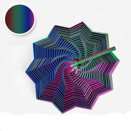 Jucarie Decompresie, Cyrax, Model Stea 3D, DuoChrome, Maner Spirala, Turn Magic Geometric, Multiple Forme, Anti-stress, 17 cm, Albastru Rosu Verde