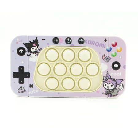 Jucarie interactiva tip consola pentru copii Cyrax, speed push whack-a-mole, joc de viteza pop it, material ABS/silicon, cu nivele, sunete si lumini, 15.5 x 7.6 x 5.3 cm, model elfi, mov