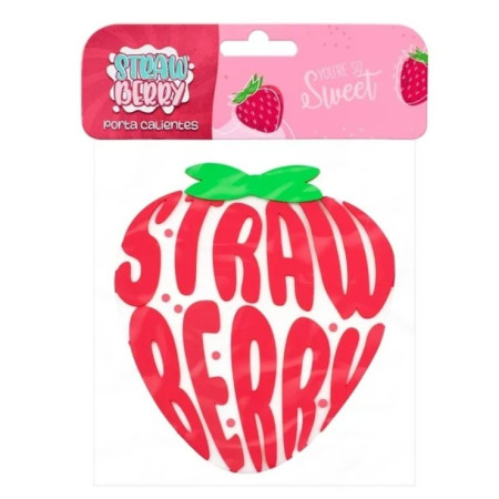 Suport pentru Pahar, Cyrax, Model Capsuna, din PVC, 15.5 x 15.5 cm, Rezistent la Caldura, Roz/Rosu