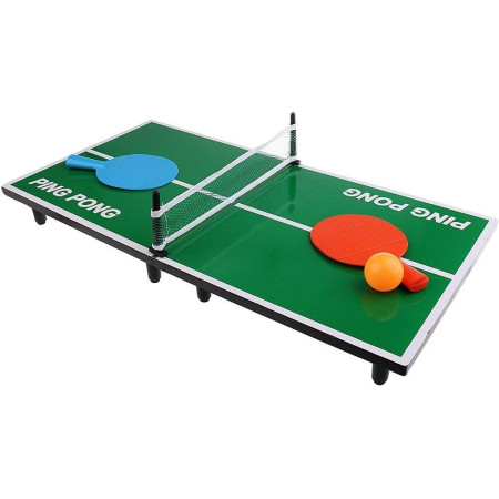 Mini Masa de Ping Pong Cyrax, pentru interior, Material Lemn, 60 x 10 x 30 cm, 2 mingi, portabila, verde