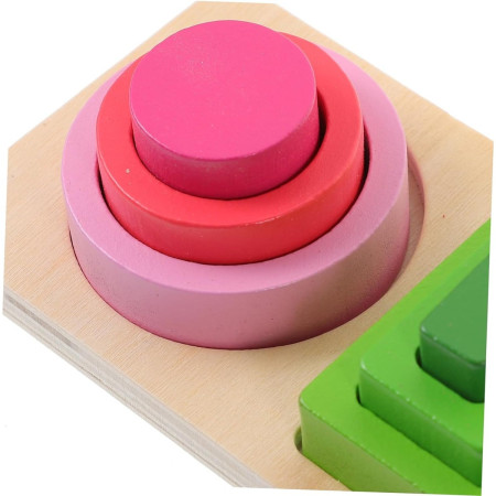 Jucarie Montessori de Sortat, Cyrax, din Lemn, Tip Puzzle, cu 5 Forme Asimetrice, 15 Piese, Educativa, Interactiva, Creativa, Materiale Non Toxice, +2 Ani, Multicolor