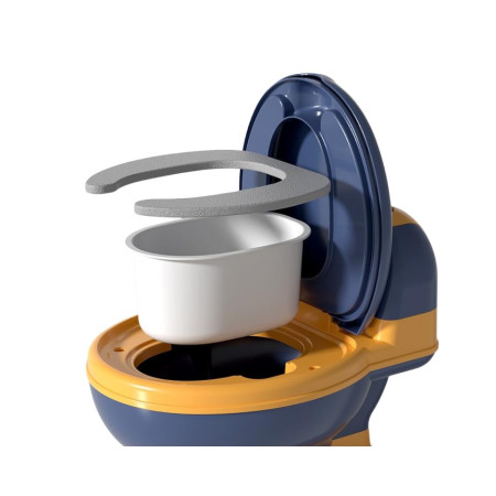 Olita Bebelusi, Cyrax, pentru Copii 1 - 8 Ani, Model Toaleta Adulti, Colac Moale PVC, Compartiment Detasabil, Cutie Depozitare Hartie, 34 x 32 x 19 cm, Albastru/Portocaliu