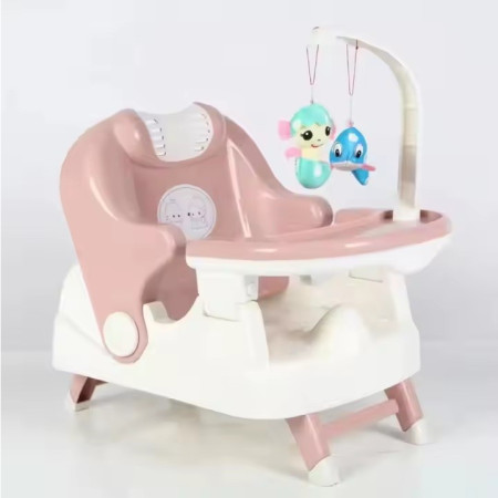 Scaun pentru Copii 2 in 1, Cyrax, pentru Servit Masa si pentru Baie, Multifunctional, Pliabil, Portabil, din Plastic, Spatar Reglabil, 58 x 39 cm, Roz