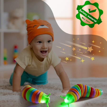 Jucarie Senzoriala Antistres, Cyrax, Fidget Toys, Omida Curcubeu, 18.6 cm, Functie de Luminat, +3 Ani, Multicolor