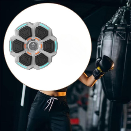 Tinta Lovituri Box Montabil pe Perete, Cyrax, Gri, Difuzor, Bluetooth, Iluminare LED, 41.5 x 6.5 x 42 cm, Manusi Incluse