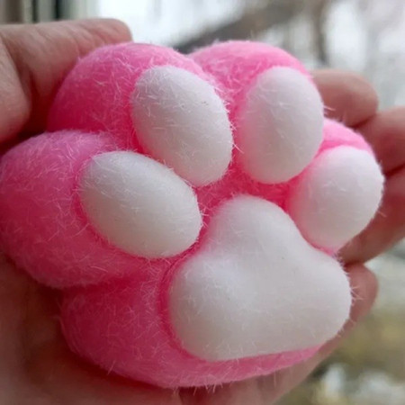 Jucarie Interactiva Squishy, Cyrax, Model Cat Paw, Squeeze Pinch Family, Revenire Lenta, din TPR, +3 Ani, 7.5 cm, Textura Puf, Roz